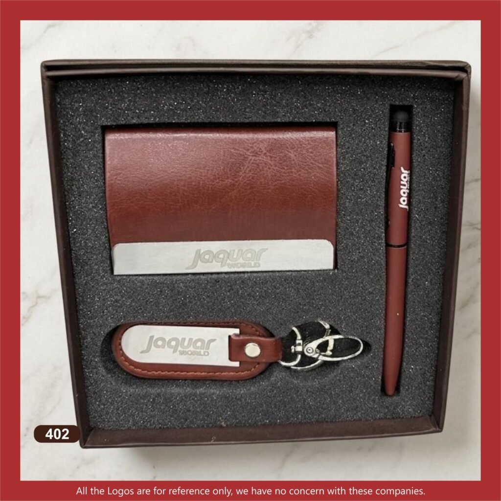 Customized Keychain, Pen & Cardholder gift set in a presentation box