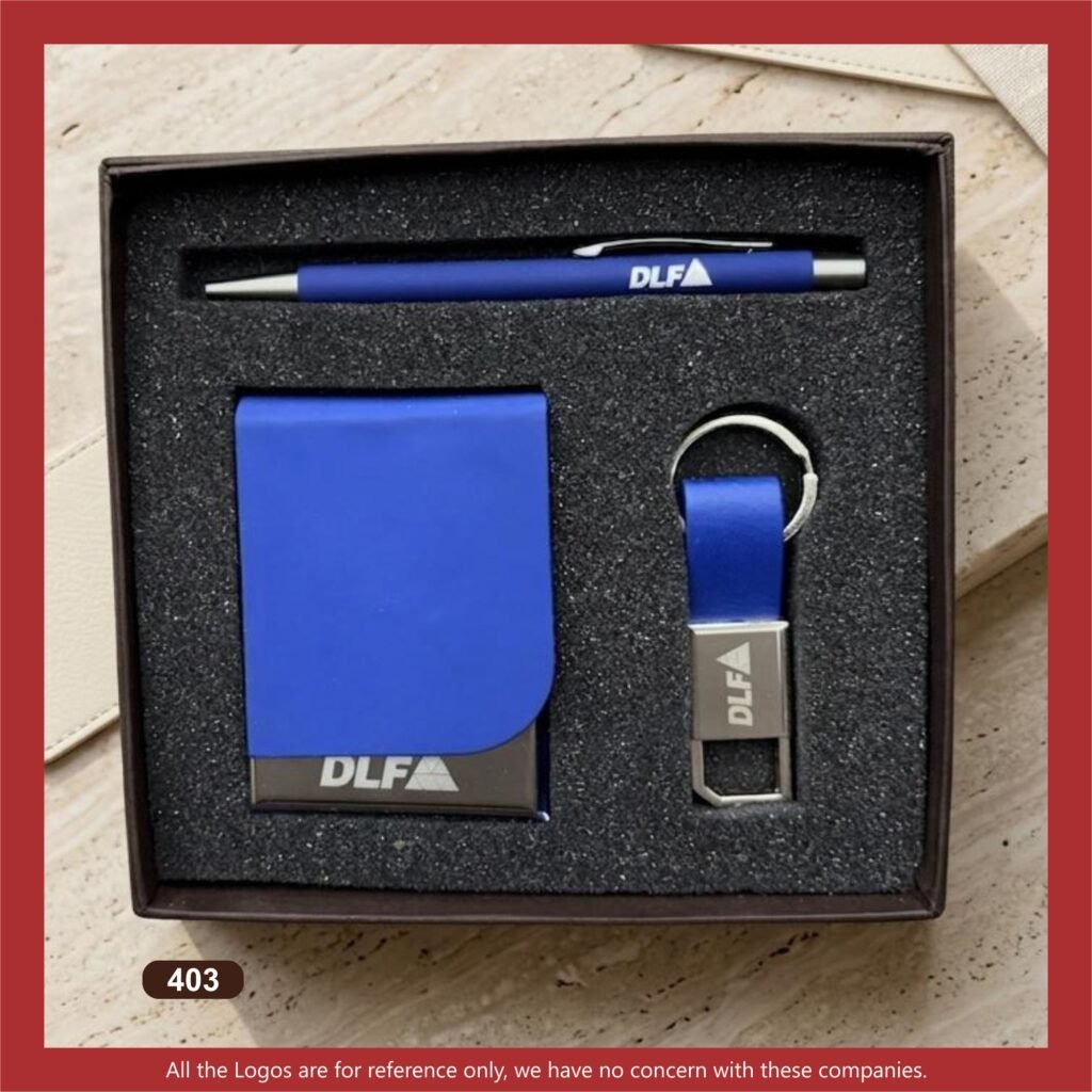 Customized Keychain, Pen & Cardholder gift set in a presentation box